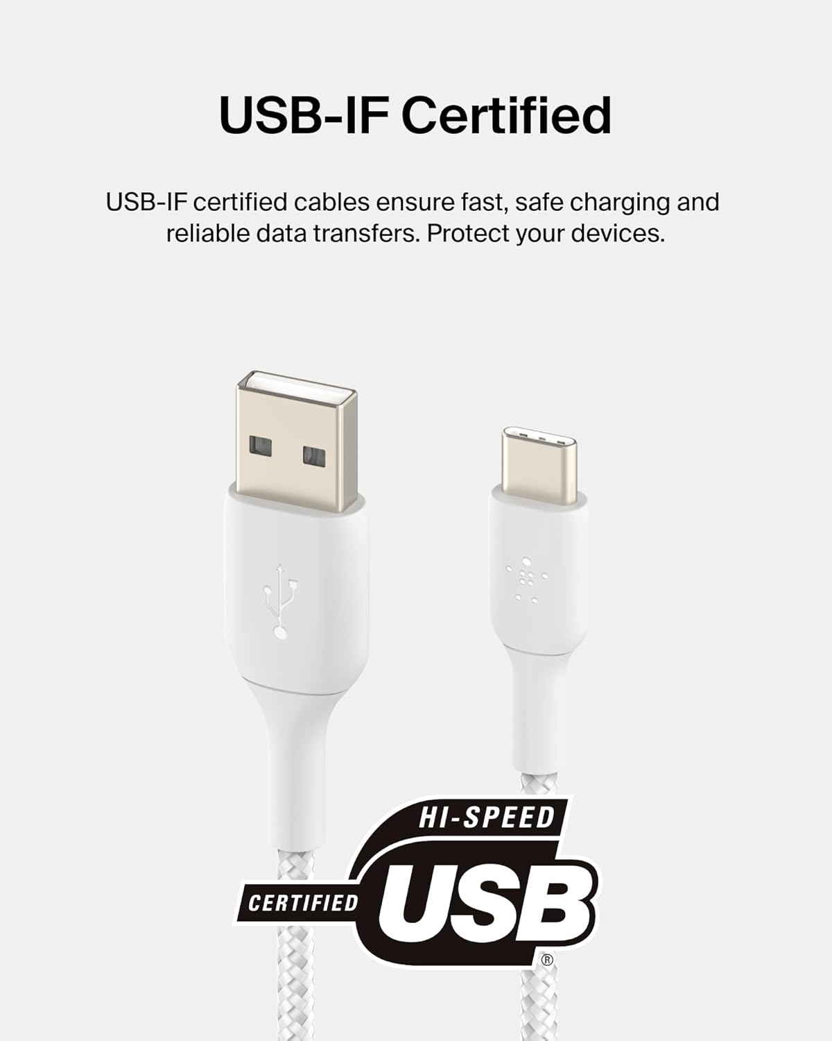 Belkin BoostCharge Braided USB-A to USB-C Cable (1M/3.3ft) (OPEN BOX)