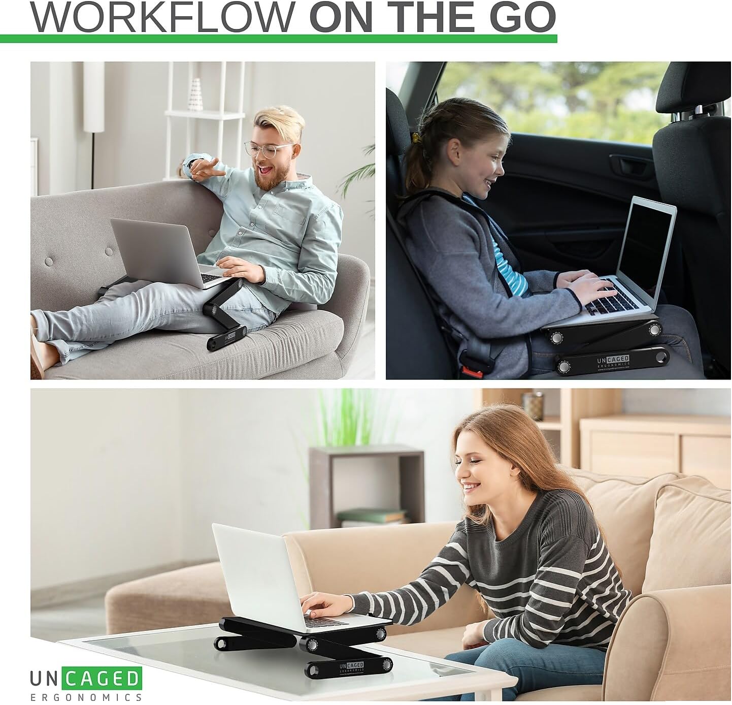WorkEZ Adjustable Laptop Stand – Foldable Ergonomic Desk & Bed Laptop Holder
