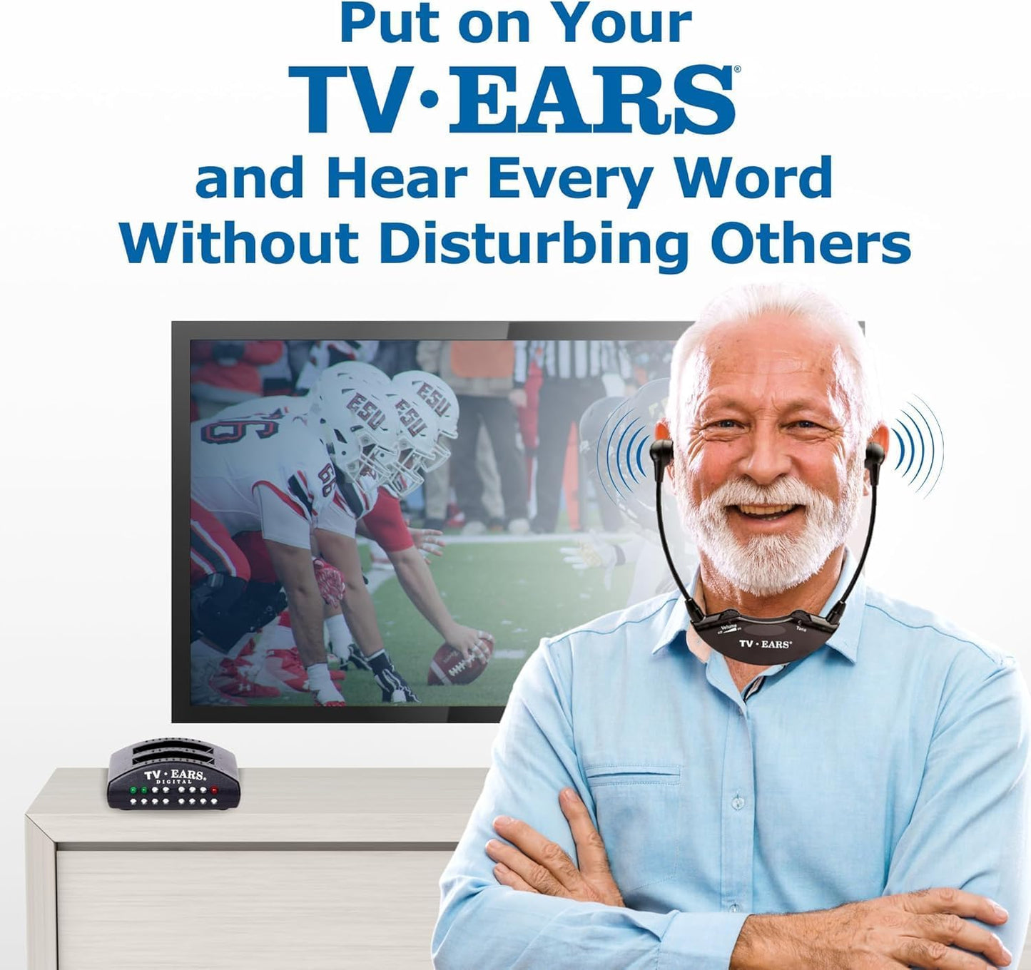 TV Ears Digital Wireless Headset System Seniors Hearing Aid Audio Device Model 11641
