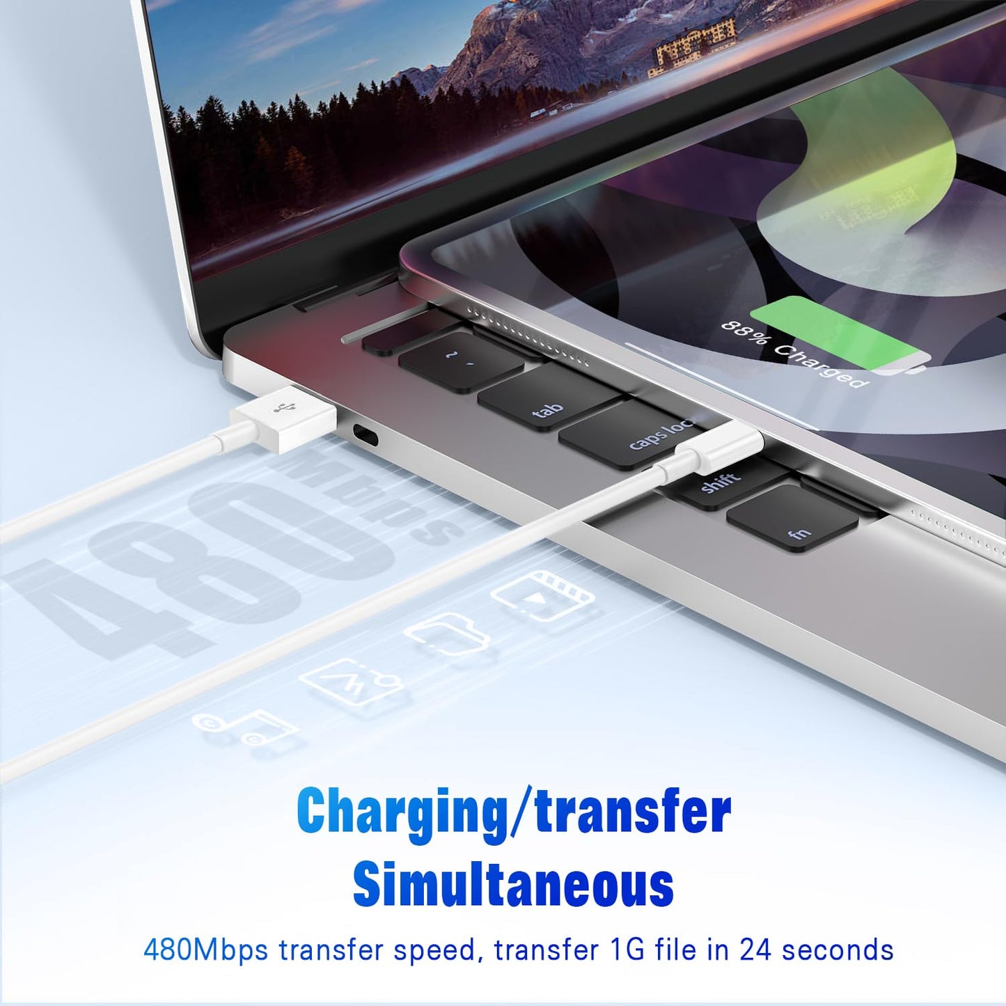 Carplay Cable, 6ft Car Charging Cable, USB A to Lightning Cable (OPEN BOX)