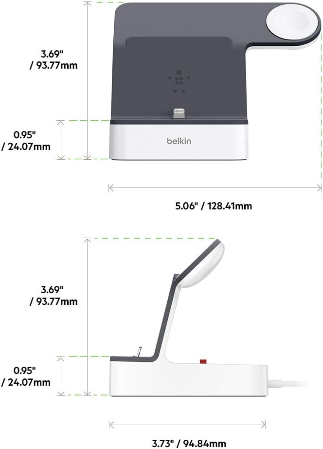 Belkin 2-in-1 iPhone & Apple Watch Charging Dock – Magnetic Apple Watch Stand, Adjustable Lightning Connector
