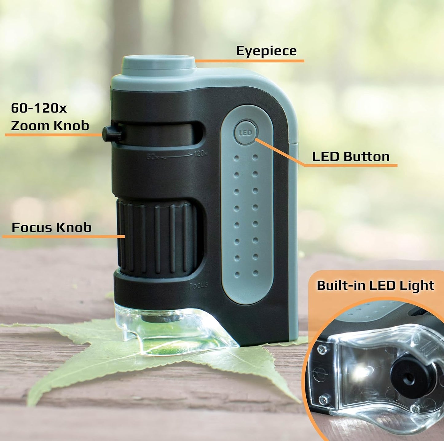 Carson MicroBrite™ Plus 60x-120x LED Lighted Zoom Pocket Microscope MM-300 (NO BOX)