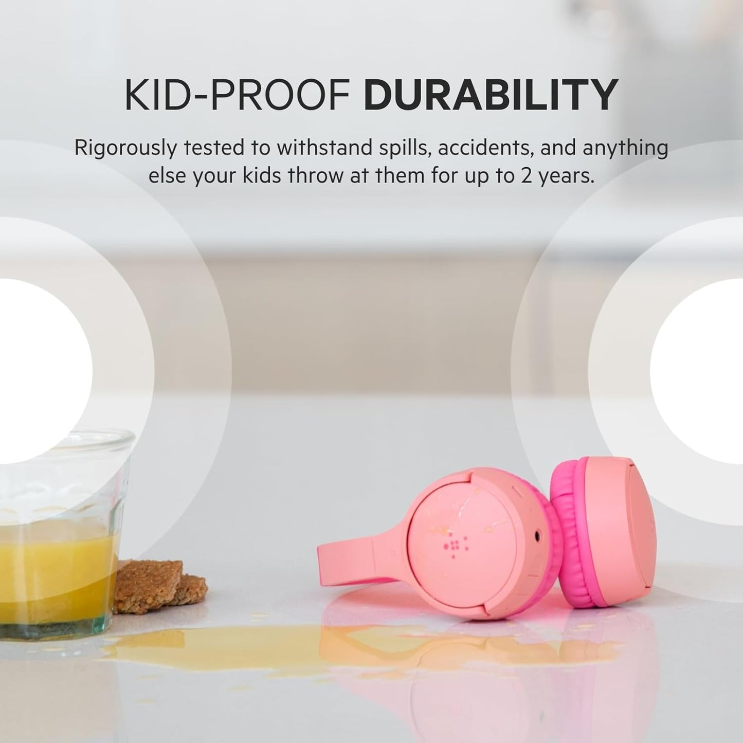 Belkin SoundForm Mini Kids Bluetooth Headphones – Pink – 85dB Safe Limit