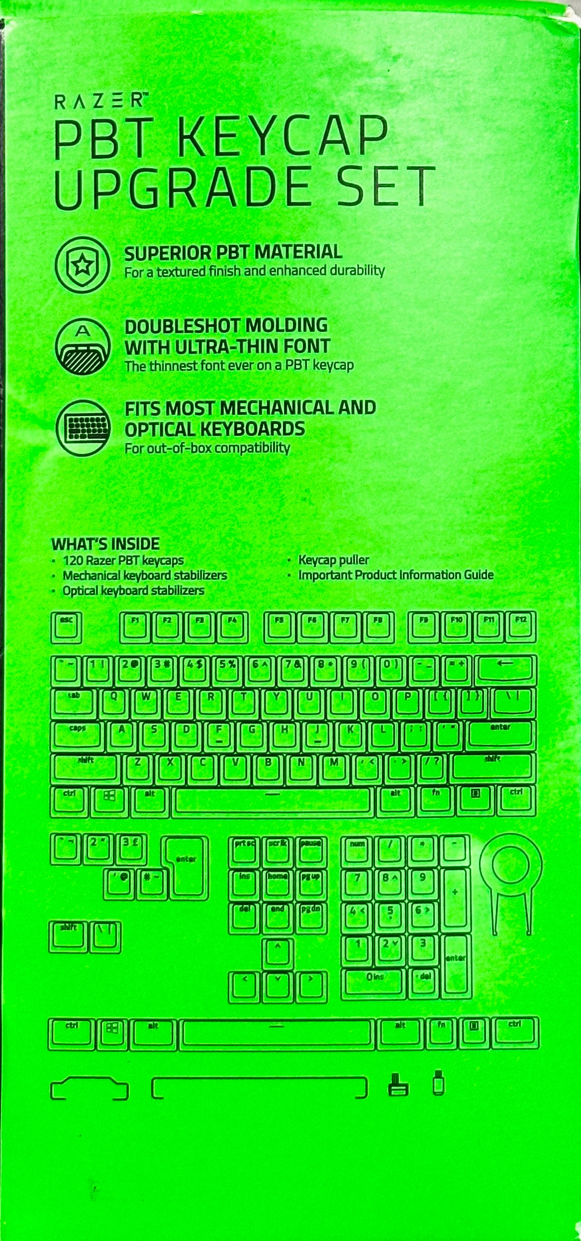 Razer PBT Keycap Upgrade Set – Black 120 Keys US Layout RGB Compatible