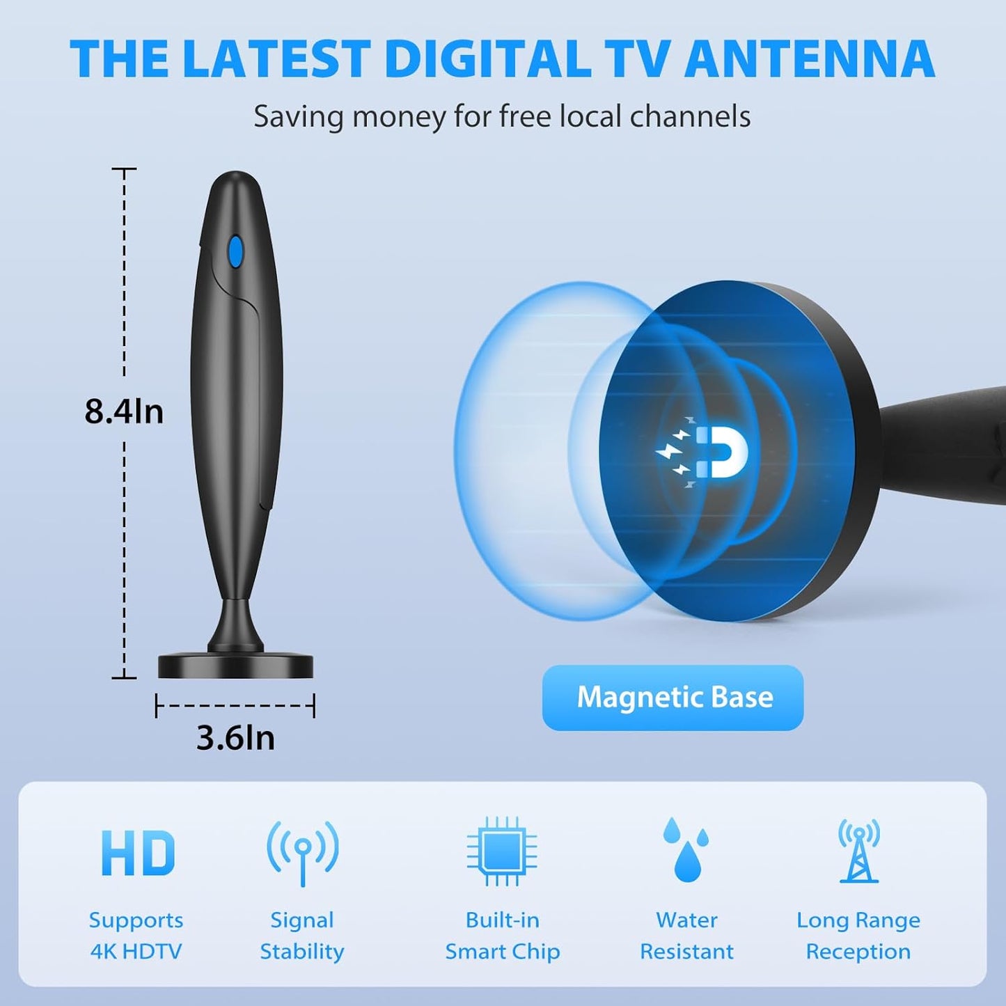 Qtbvae HD Digital TV Antenna Indoor/Outdoor w/ Amplifier Signal Booster