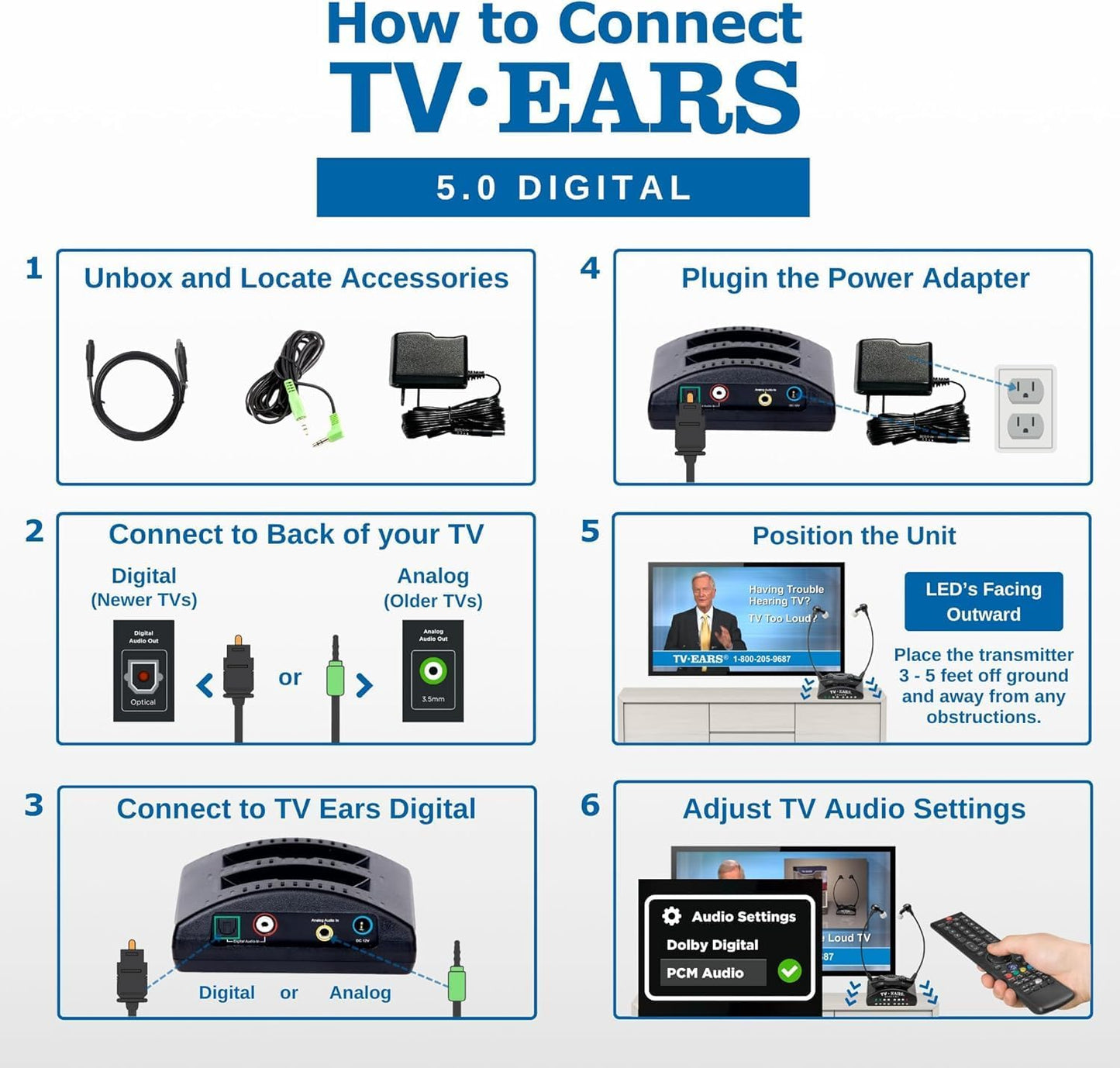 TV Ears Digital Wireless Headset System Seniors Hearing Aid Audio Device Model 11641