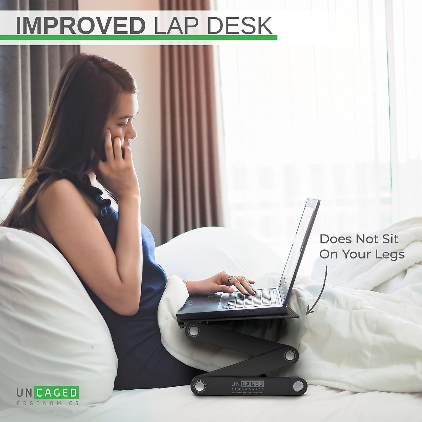 WorkEZ Adjustable Laptop Stand – Foldable Ergonomic Desk & Bed Laptop Holder