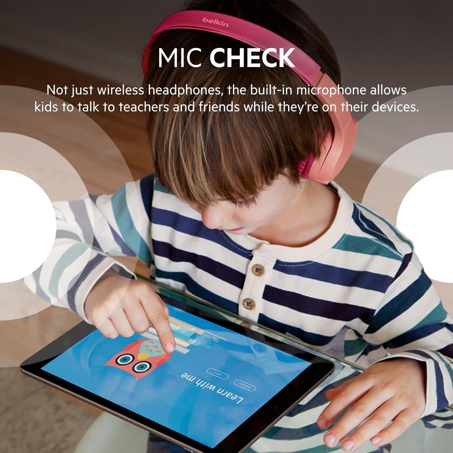 Belkin SoundForm Mini Kids Bluetooth Headphones – Pink – 85dB Safe Limit