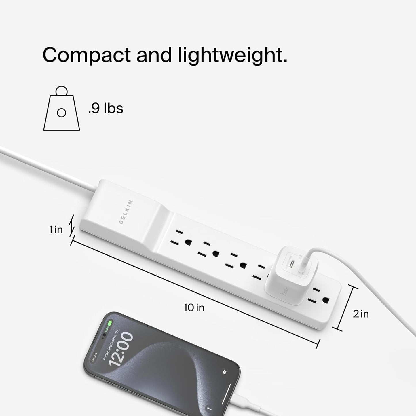 Belkin 6 Outlet Power Strip Extension Cord w/ Surge Protector Tap 10 ft.