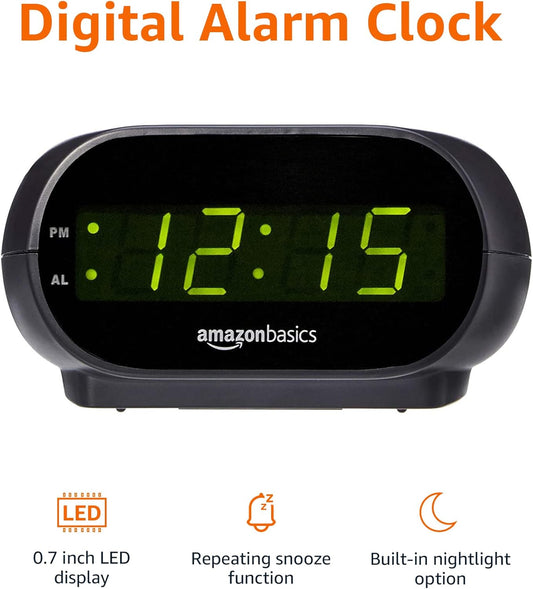 Amazon Basics Small Digital Alarm Clock – LED Display