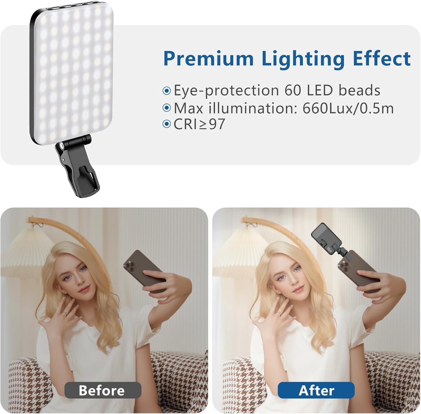 ALTSON 60 LED Portable Selfie Light Video Conference Lighting with Clip (OPEN BOX)