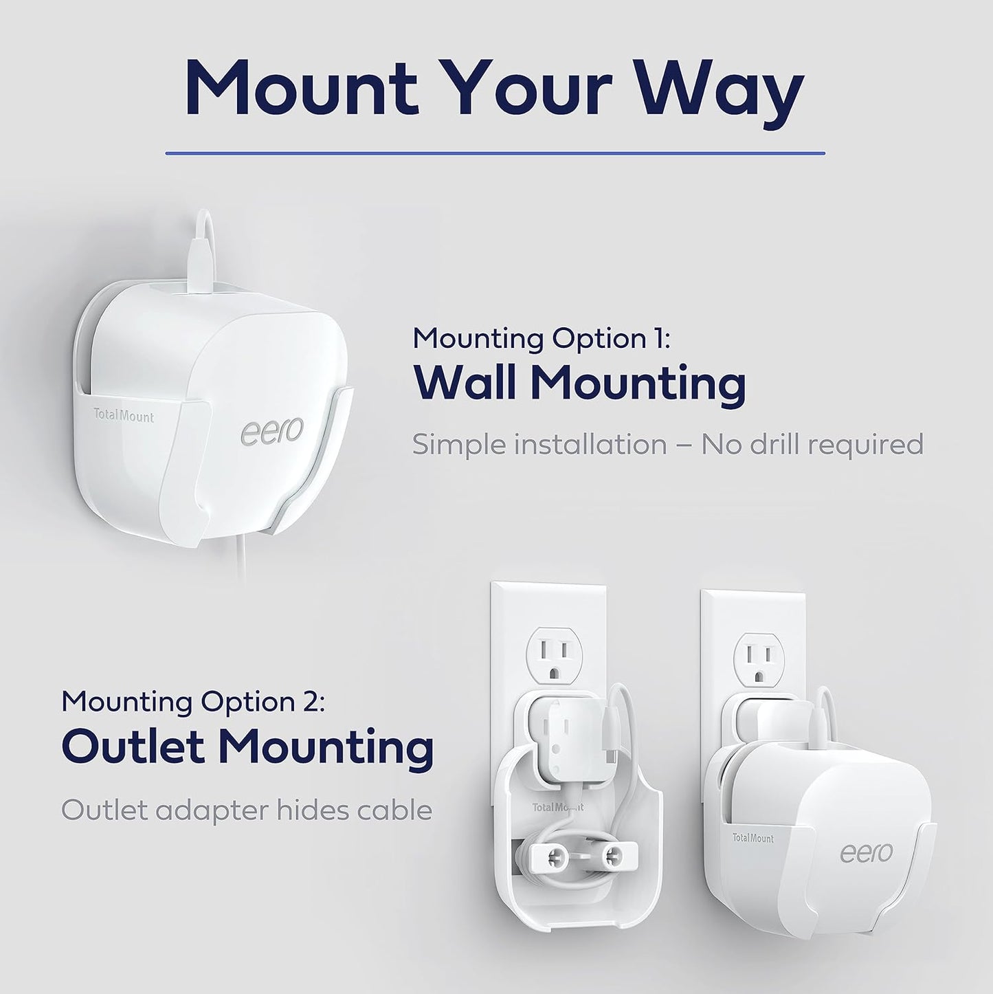 Total Mount Made for Amazon Outlet and Wall Mount for eero 6 and eero 6+