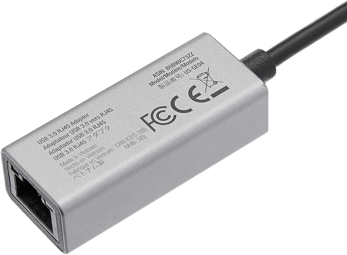 Amazon Basics Aluminum USB 3.0 Gigabit Ethernet Adapter Plug & Play (OPEN BOX)