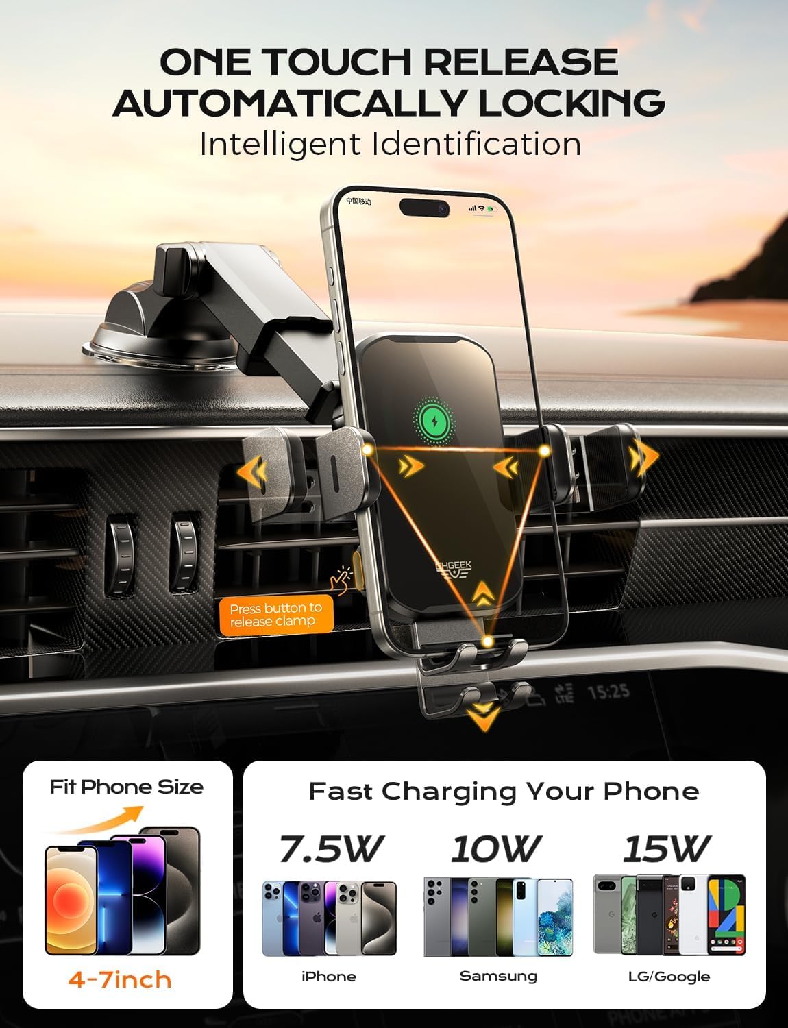 CHGeek Wireless Car Charger Phone Holder Mount (OPEN-DAMAGE BOX)