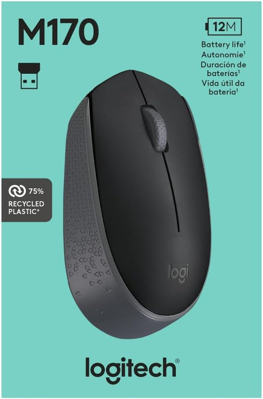 Logitech M170 Wireless Mouse for PC, Mac, Laptop, 2.4 GHz with USB Mini Receiver (OPEN BOX)