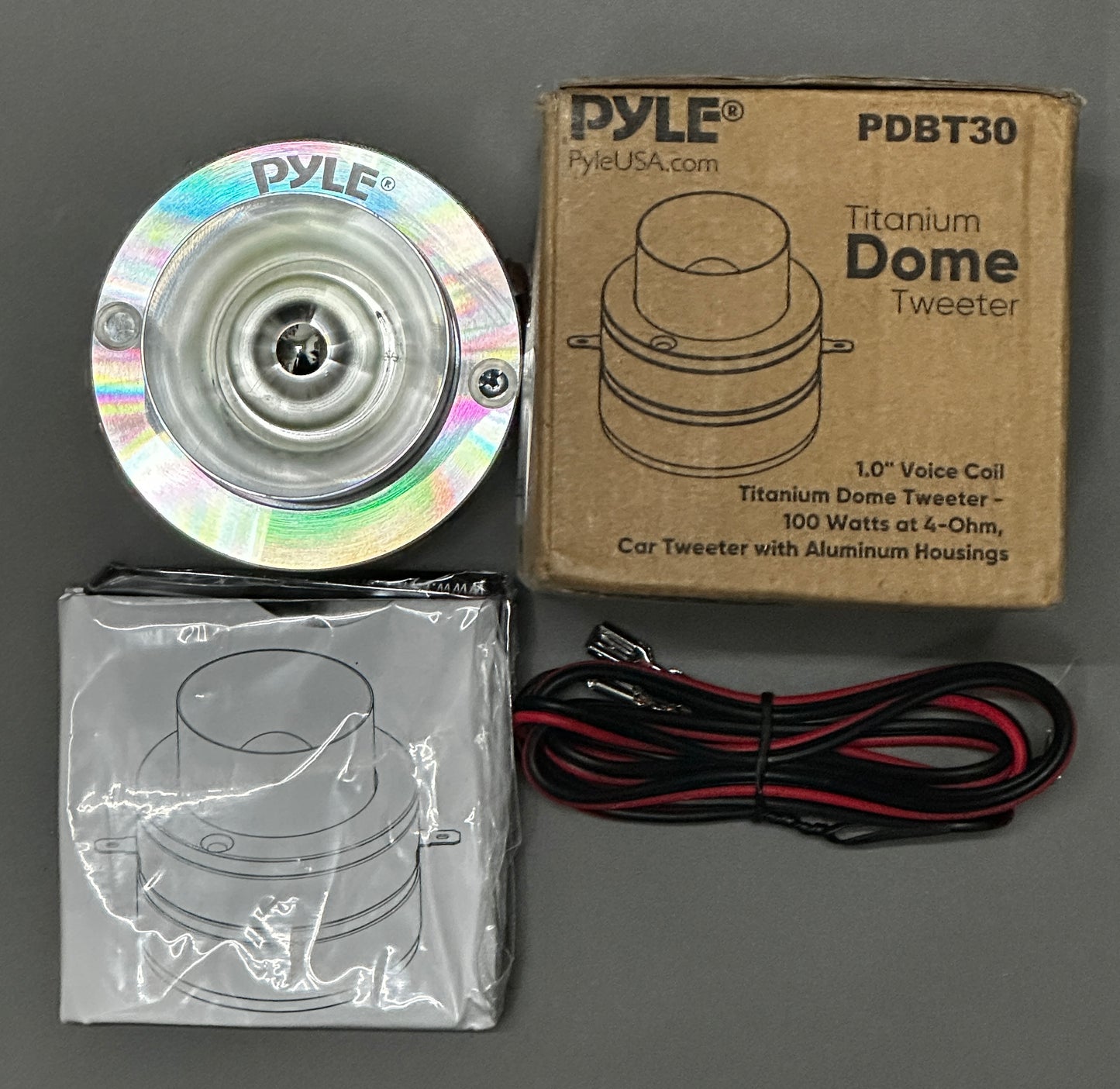 Pyle PDBT30 2.5" 100W Titanium Car Tweeter – 1" Voice Coil, 4 Ohm, Aluminum Frame