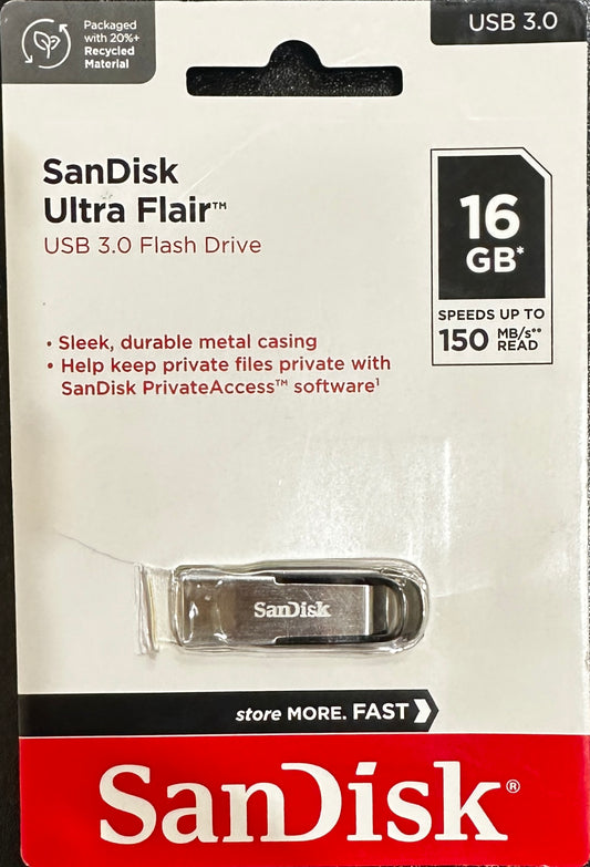 SanDisk 16GB Ultra Flair USB 3.0 Flash Drive (SDCZ73-016G-G46) OPEN BOX