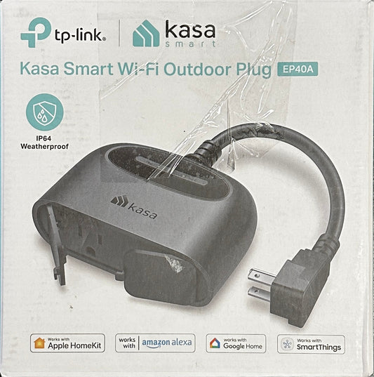 Kasa Outdoor Smart Plug, Smart Home Wi-Fi Outlet with 2 Sockets (OPEN BOX)