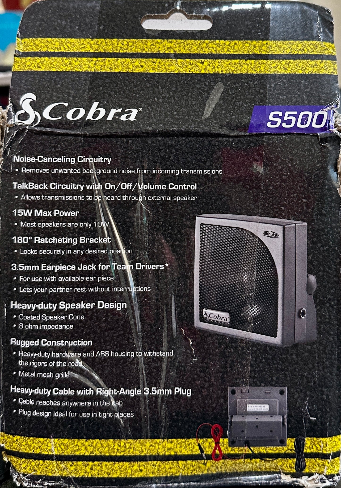 Cobra HG S500 External CB Speaker – 15W Power – Noise Canceling & Talk-Back