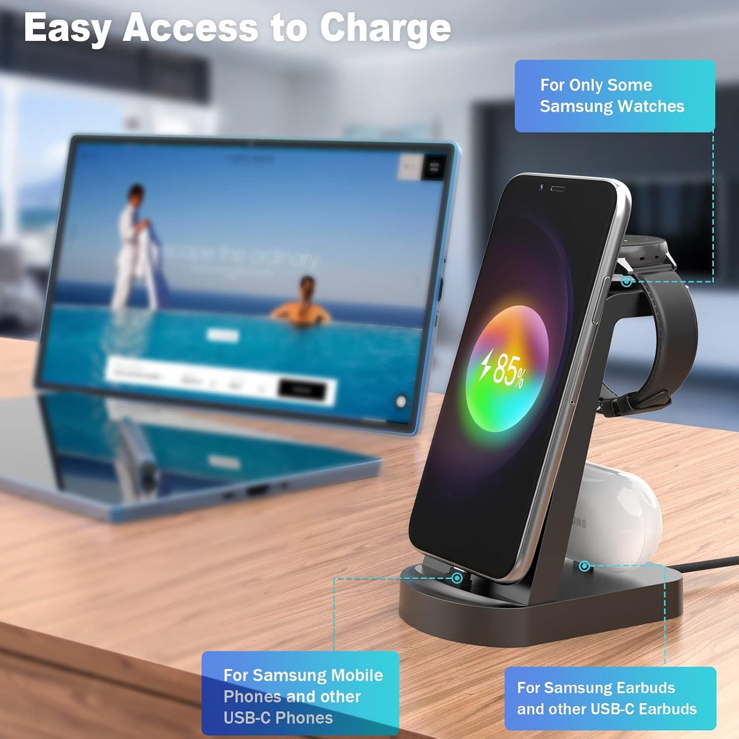 Samsung Multi-Device Charging Station 3 in 1 Fast Charging Stand (OPEN BOX)