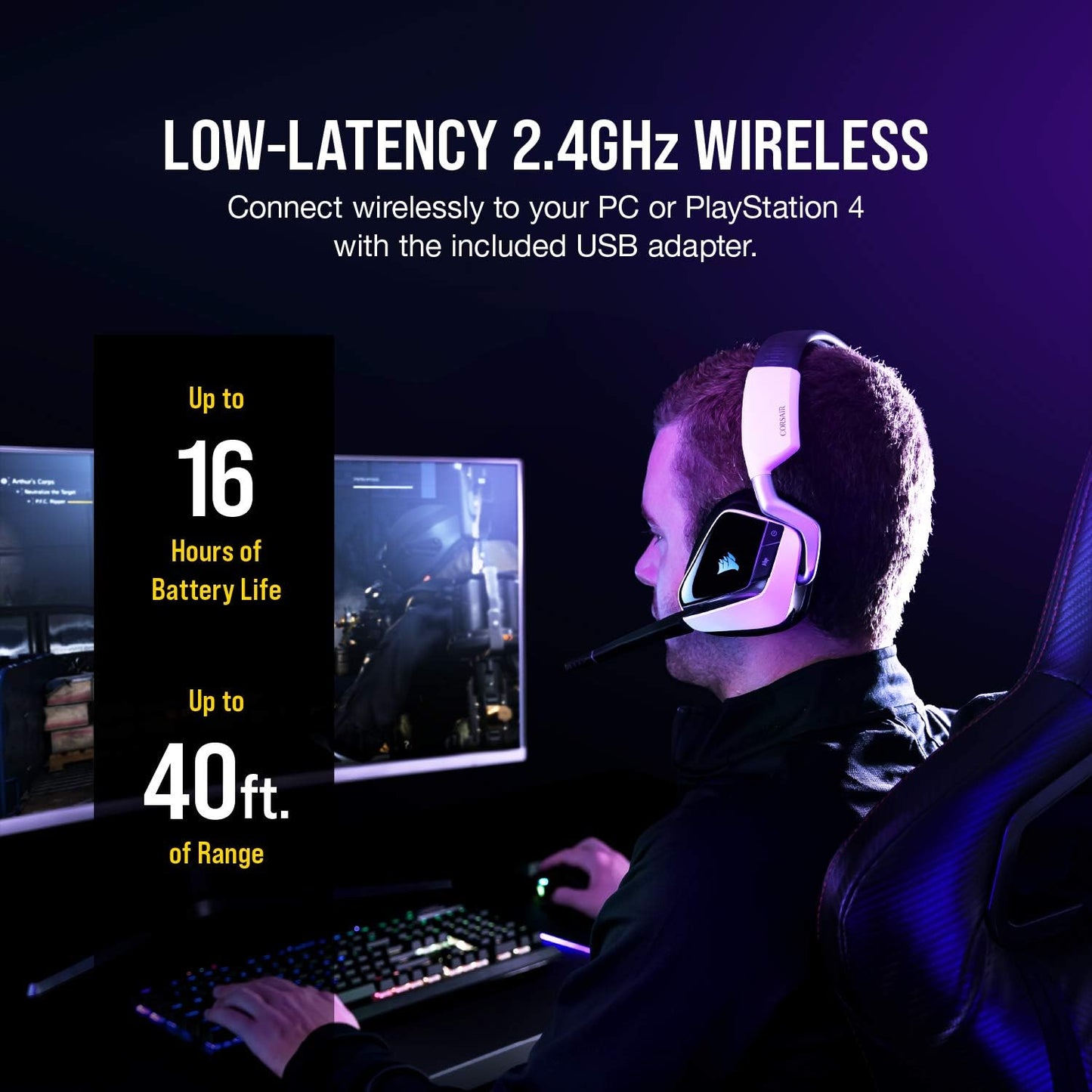 CORSAIR VOID RGB ELITE Wireless Gaming Headset – 7.1 Surround Sound