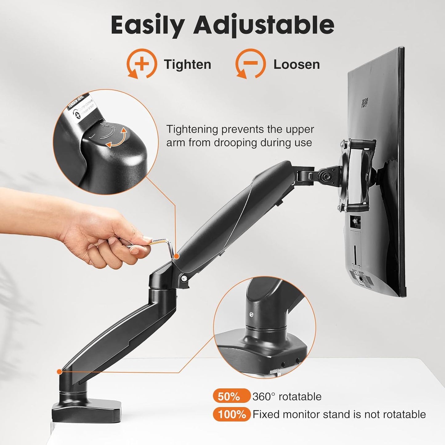 Single monitor mount for 15-27 inch ultra-wide screen (OPEN BOX)