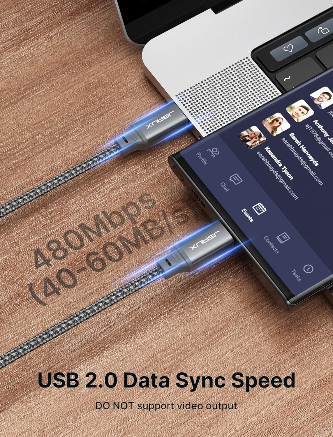 JSAUX 100W USB C to USB C Cable [2-Pack 6.6FT] Type C Fast Charging Cable