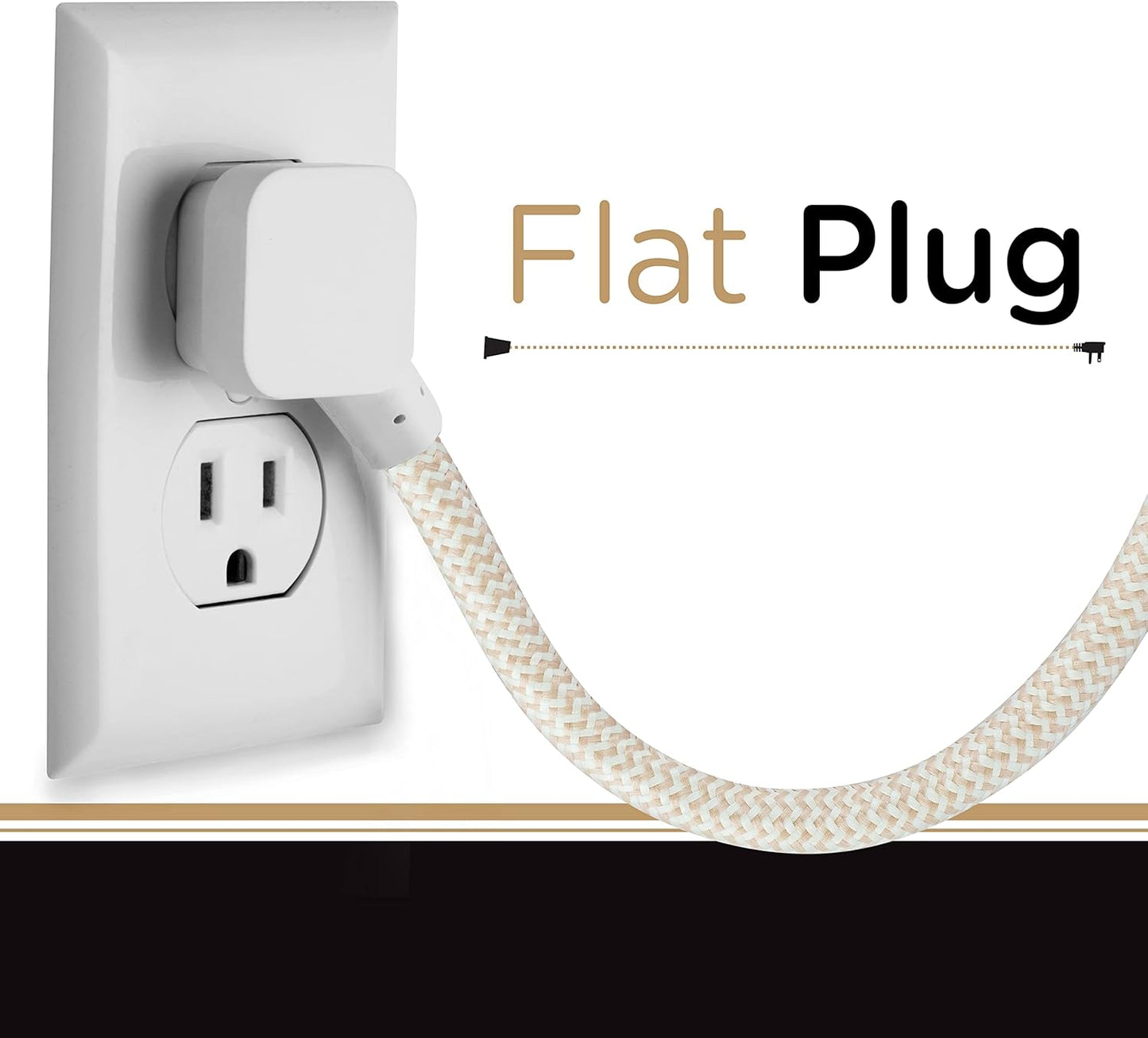 Cordinate 10 ft. 16/3 Designer 250J 3-Outlet Surge Protector Power Strip, White