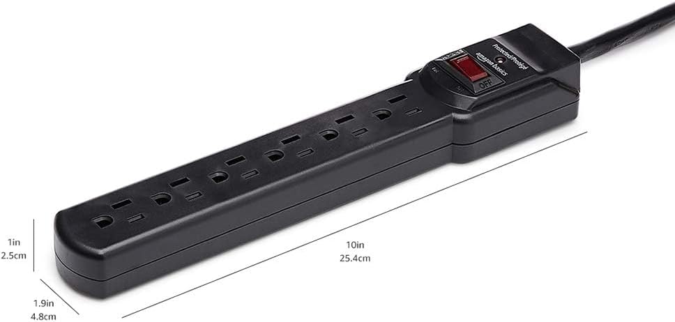 Amazon Basics 6-Outlet Surge Protector Power Strip 2-Pack Black