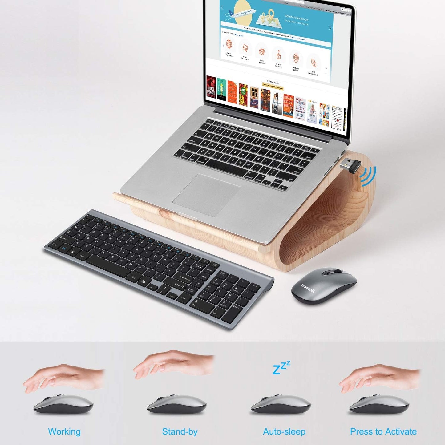 LeadsaiL Wireless Keyboard Mouse Combo Compact KF-10