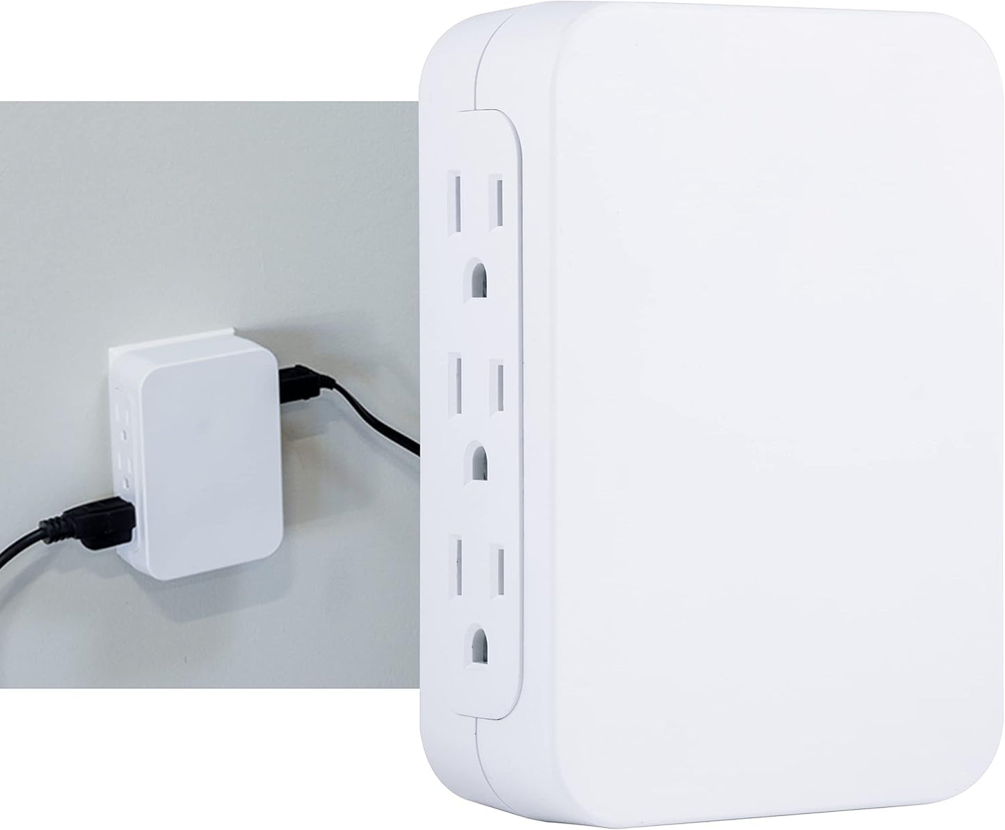 GE UltraPro 6-Outlet Extender-Surge Protector-Side Access-Wall Tap Adapter 3-Pron