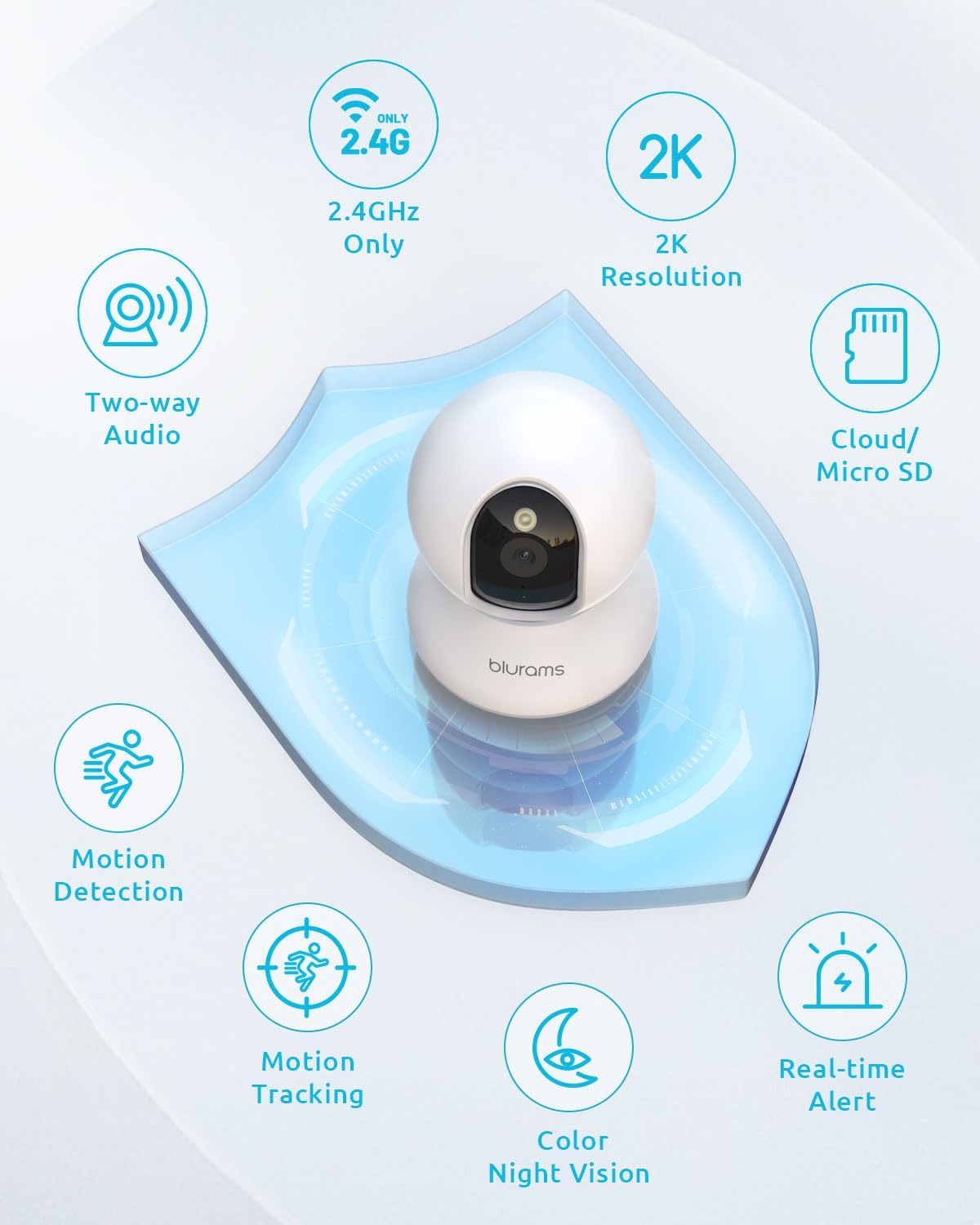 Blurams Indoor Camera 2K, Security Camera, 360° Pet Camera for Home (OPEN BOX)