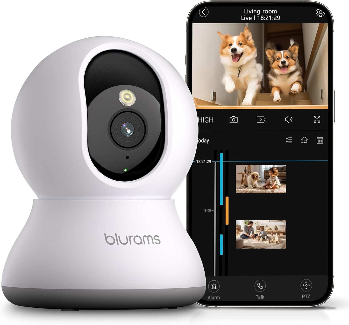 Blurams Indoor Camera 2K, Security Camera, 360° Pet Camera for Home (OPEN BOX)