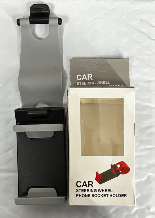 Reiko Steering Wheel Phone Mount – Adjustable Holder for 3.5" Devices – Gray