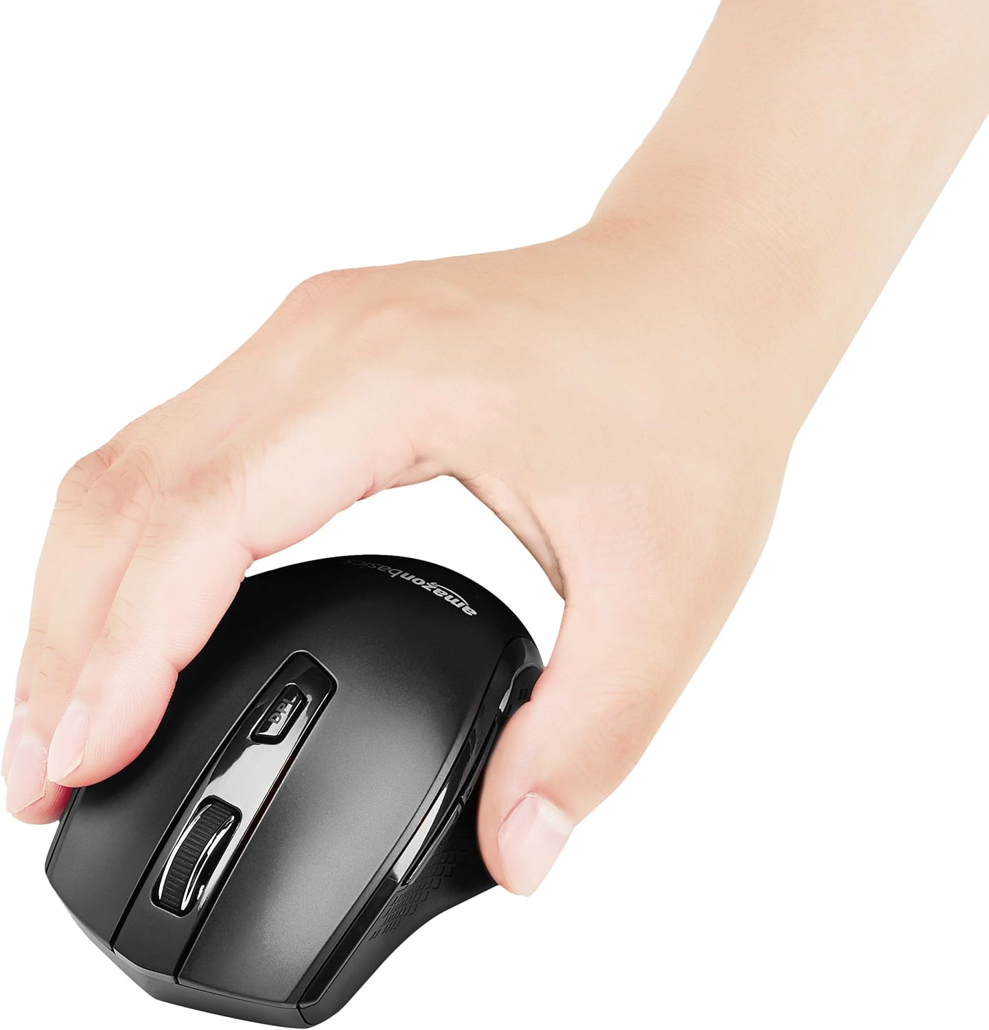 Amazon Basics Ergonomic 2.4 Ghz Wireless Optical PC Mouse DPI Adjustable Black (OPEN BOX)