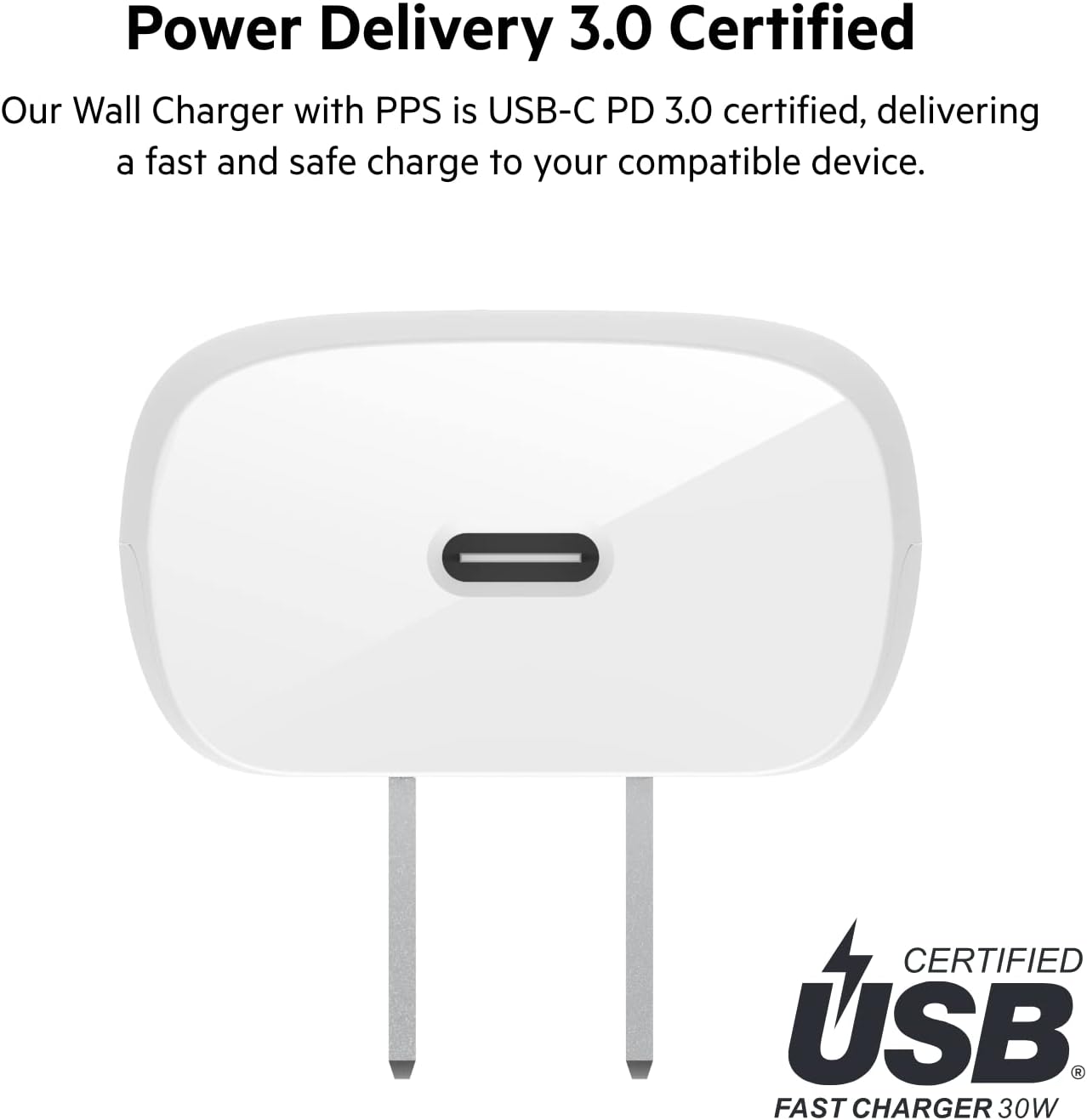 Belkin 30W Wall Charger USB-C to C Bundle (Boost Charge) White (OPEN BOX)