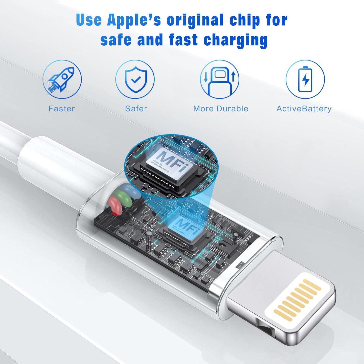Carplay Cable, 6ft Car Charging Cable, USB A to Lightning Cable (OPEN BOX)