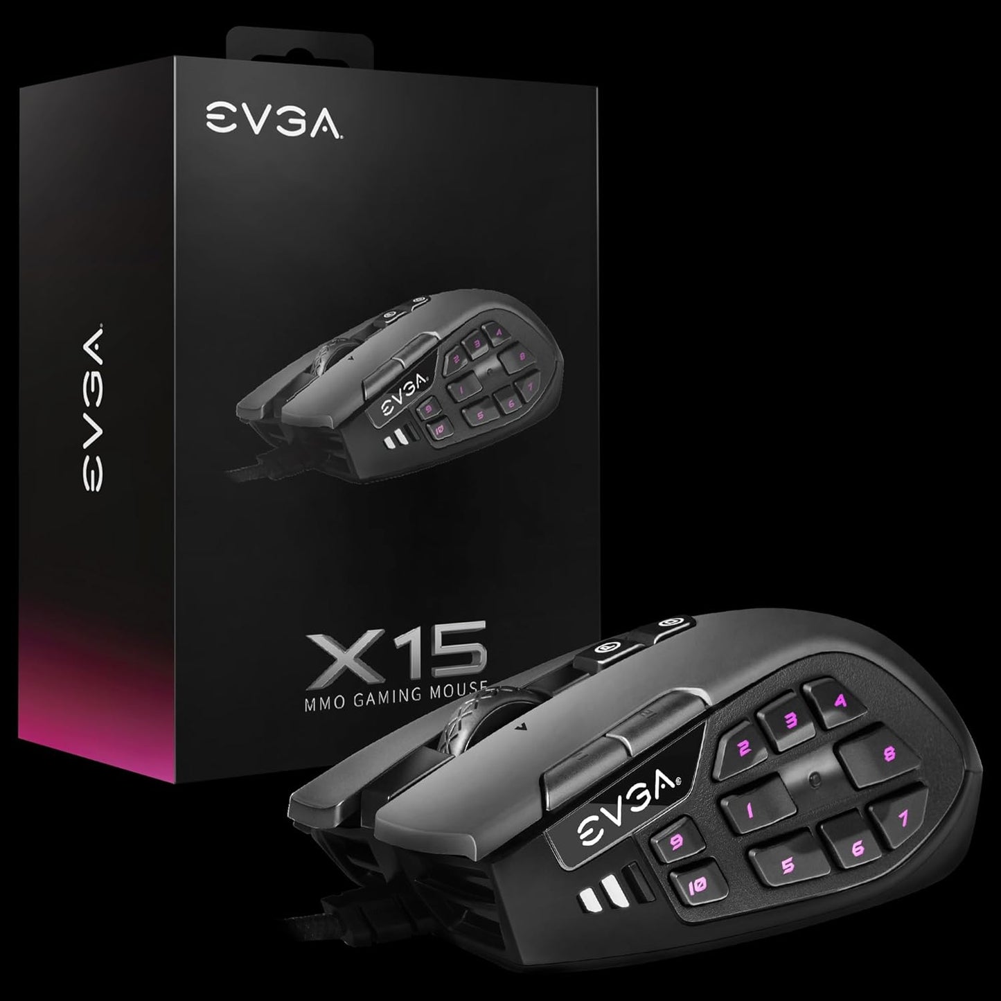 EVGA X15 MMO Gaming Mouse 8k Wired Black 20 buttons 16,000dpi (OPEN BOX)