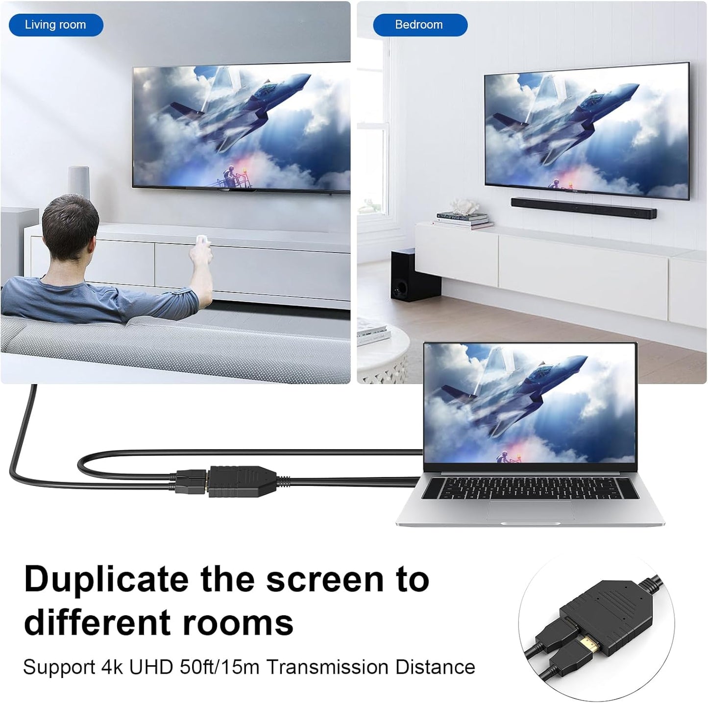 HDMI Splitter 4k 60hz 1 in 2 out HDMI Male to Dual HDMI 2.0 Female Cable (DAMAGE BOX)