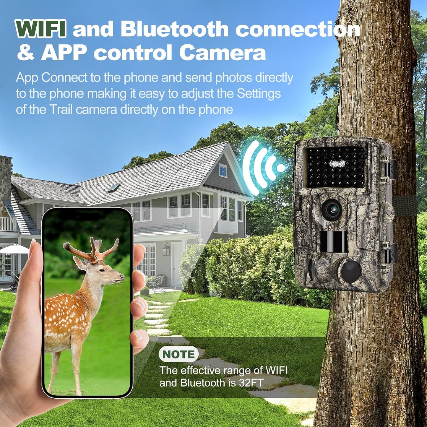 MRSCRET WiFi Trail Camera 4K 60MP with Night Vision, Motion Activated, Waterproof