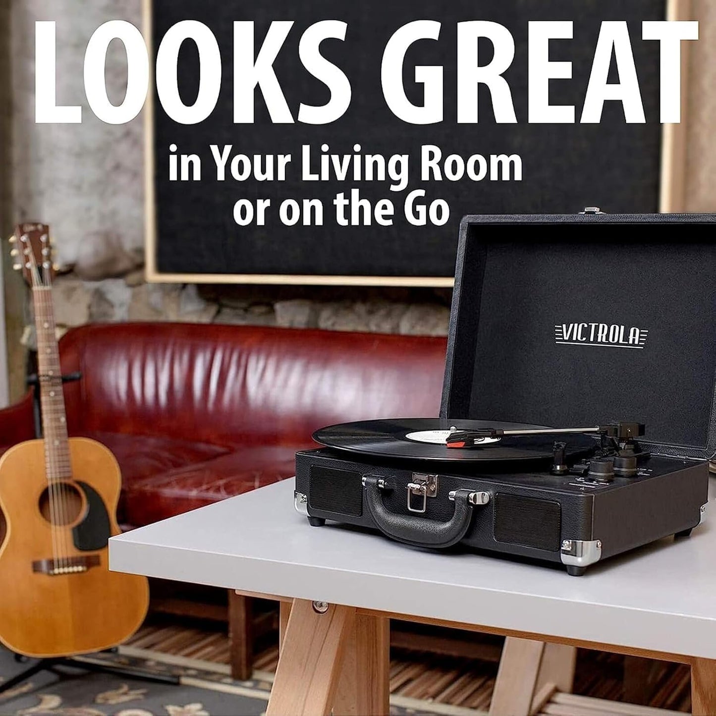 Journey+ Bluetooth Suitcase Record Player, Black (VSC-400SB-BLK-SDF) (OPEN BOX)