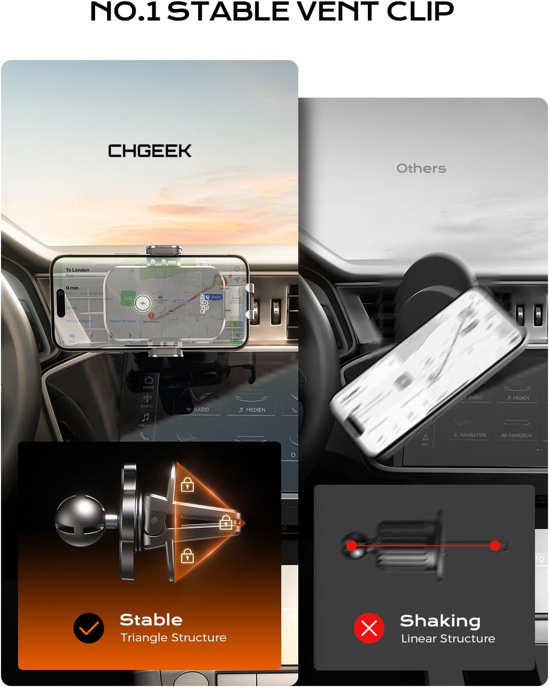CHGeek Wireless Car Charger Phone Holder Mount (OPEN-DAMAGE BOX)