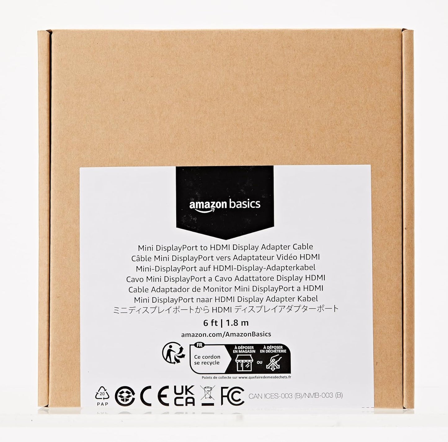 Amazon Basics Mini DisplayPort Male to HDMI Male Cable-1080p-Gold-Plated Connectors-6 Feet