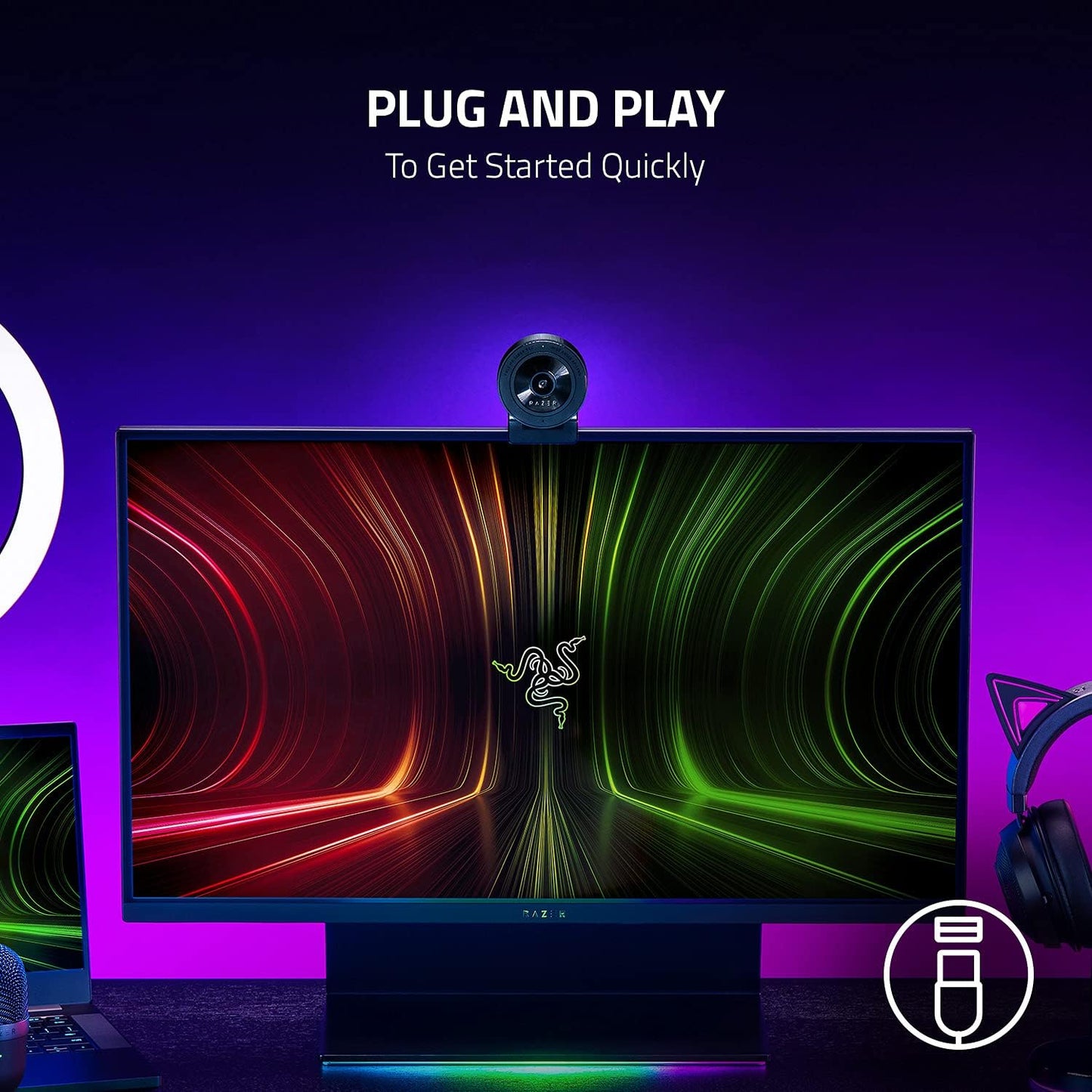 Razer RZ19-04170100-R3U1 Black Kiyo X Full HD Streaming Webcam (Open Box)