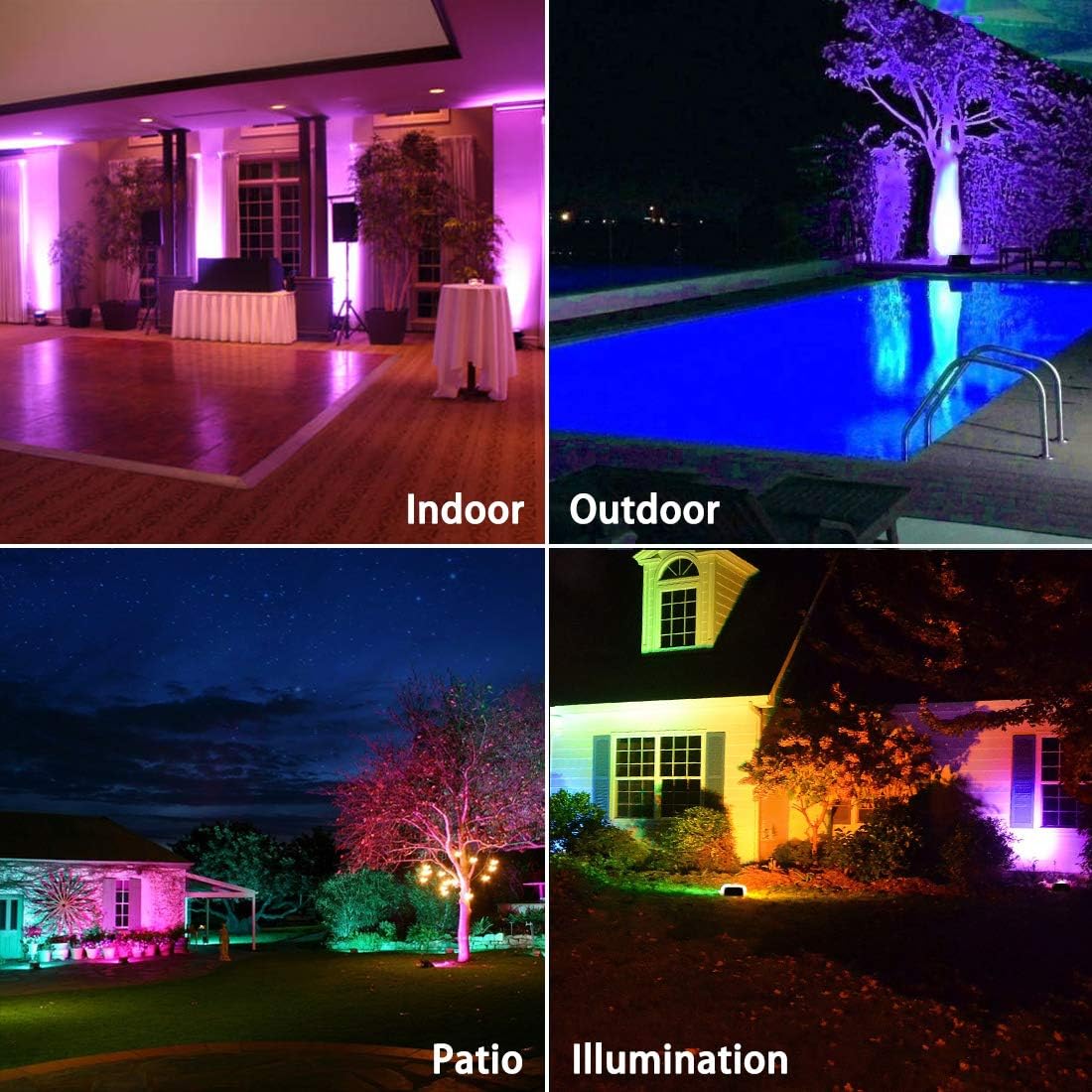 MELPO 50W RGB LED Flood Lights 4 Pack – 12 Colors 4 Modes Remote IP66