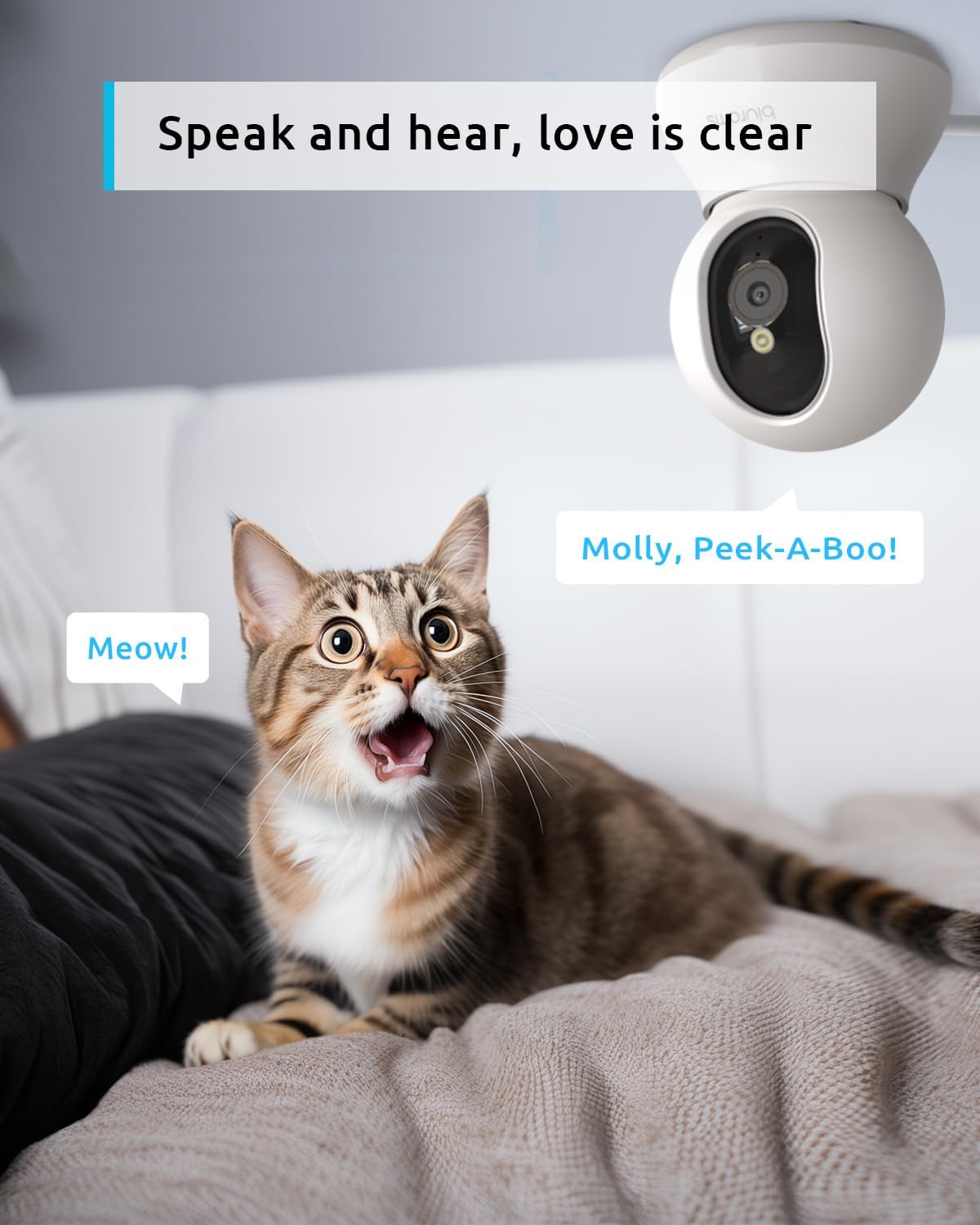 Blurams Indoor Camera 2K, Security Camera, 360° Pet Camera for Home (OPEN BOX)