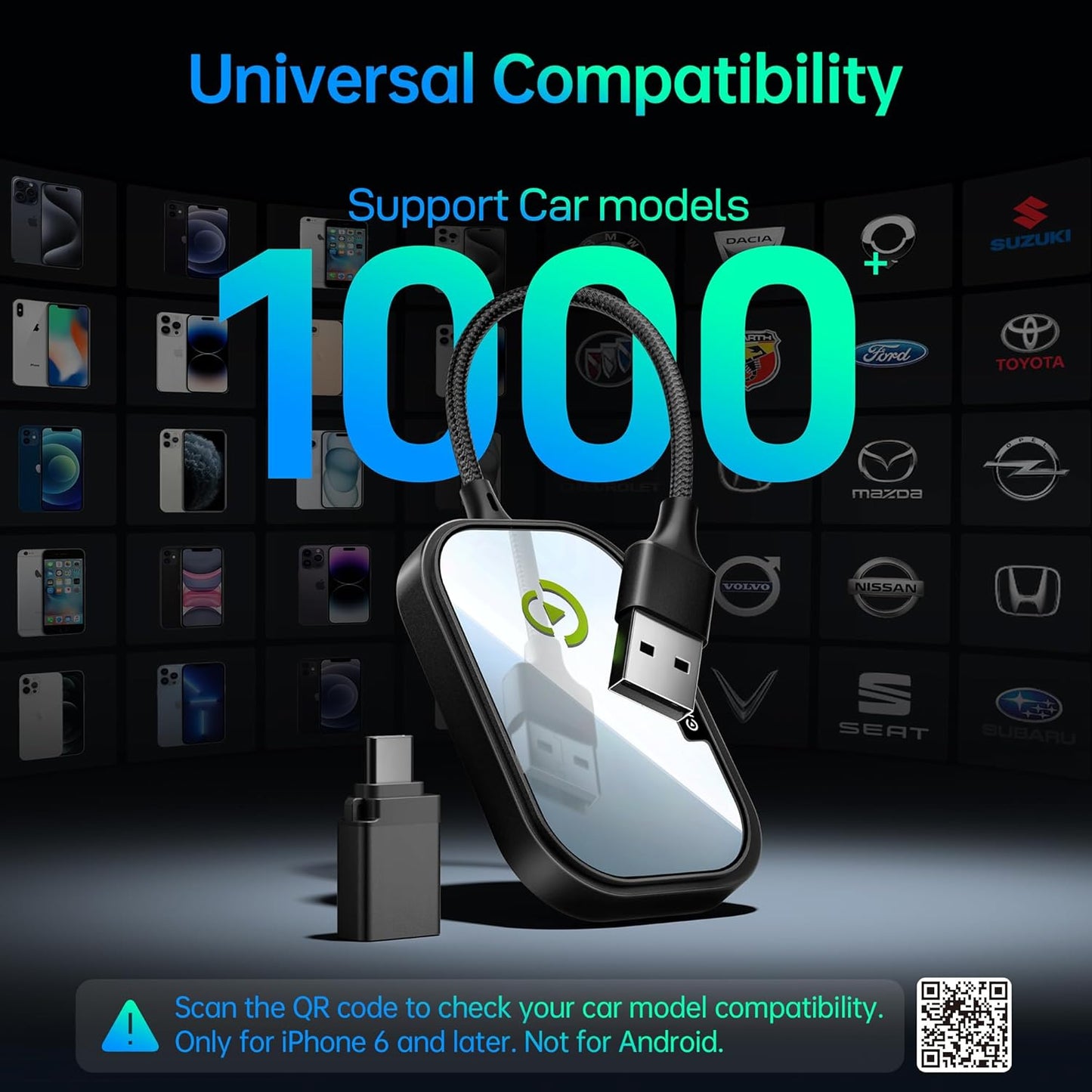 Wireless CarPlay Adapter For iPhone Apple Wireless Carplay Dongle Plug Car Radio (OPEN BOX)