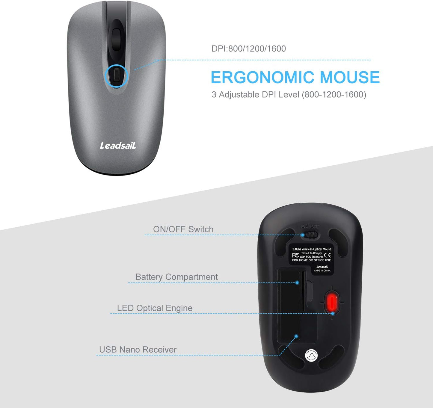 LeadsaiL Wireless Keyboard Mouse Combo Compact KF-10