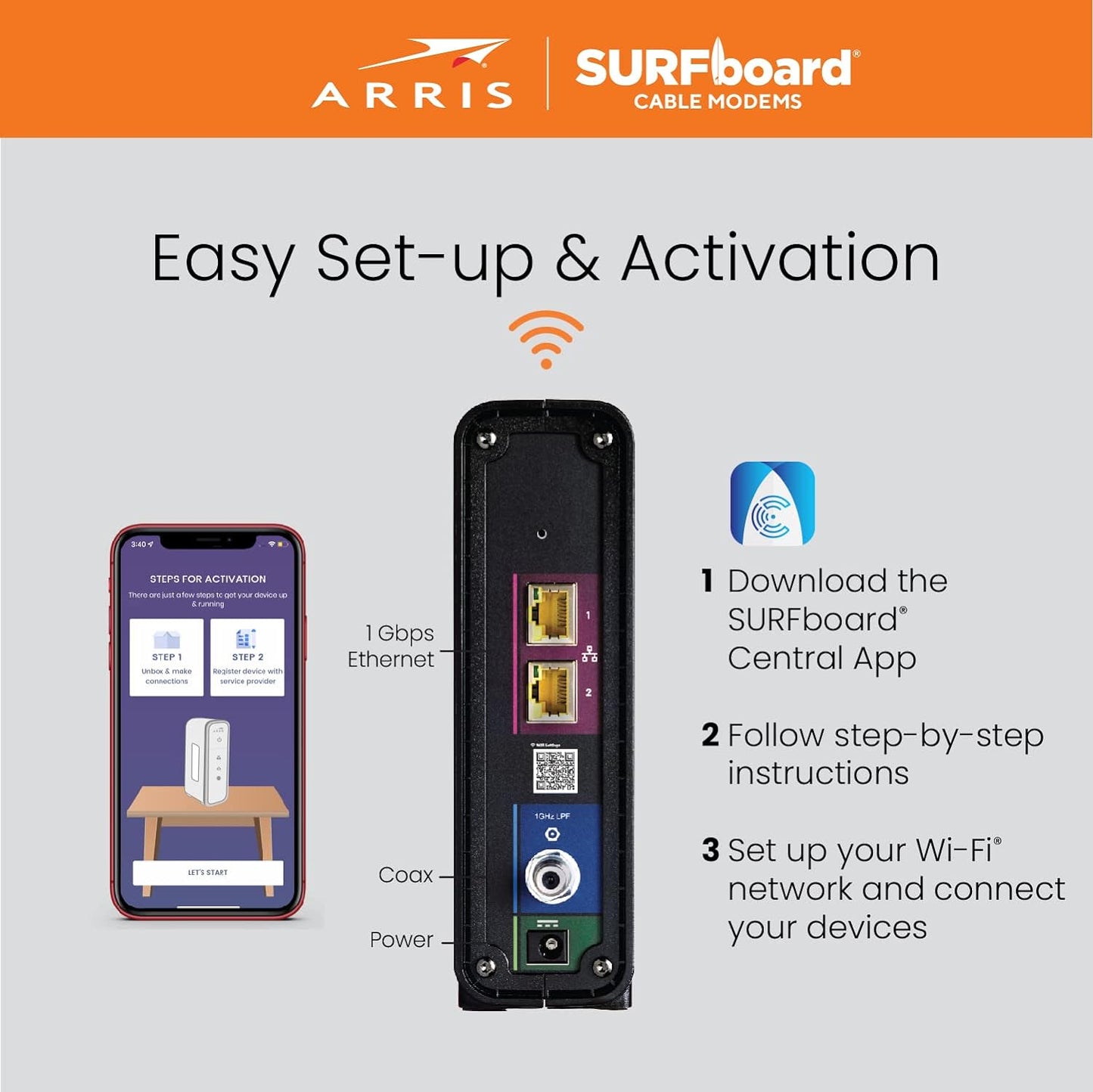 ARRIS SURFboard SBG10 DOCSIS 3.0 16 x 4 Gigabit Cable Modem and AC1600 Wi-Fi Router (OPEN BOX)