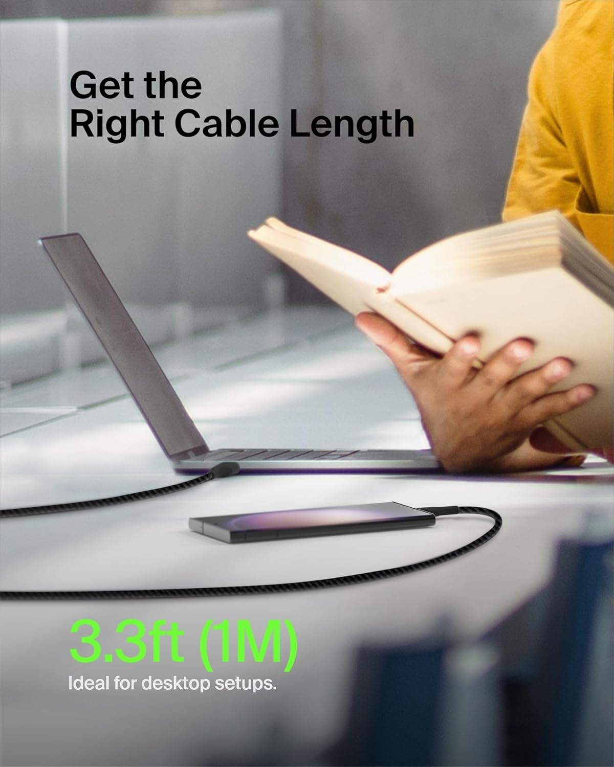 Belkin BoostCharge USB-C to USB-A Cable 3.3ft (15W) – Braided, Durable, Universal Charging Cord